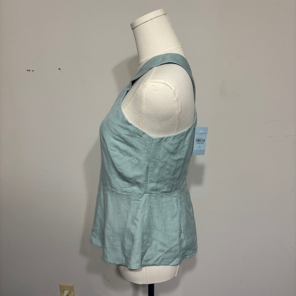 Ann Taylor Factory Peplum Top Criss Cross Halter Sleeveless Mint Sz 2P Preppy - Picture 2 of 6